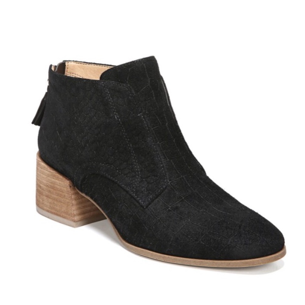 Dr. Scholl’s Black Suede Boots Bianca Block Heel Ankle Size 10M New in Box